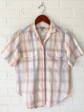 Vintage white plaid button up size 7